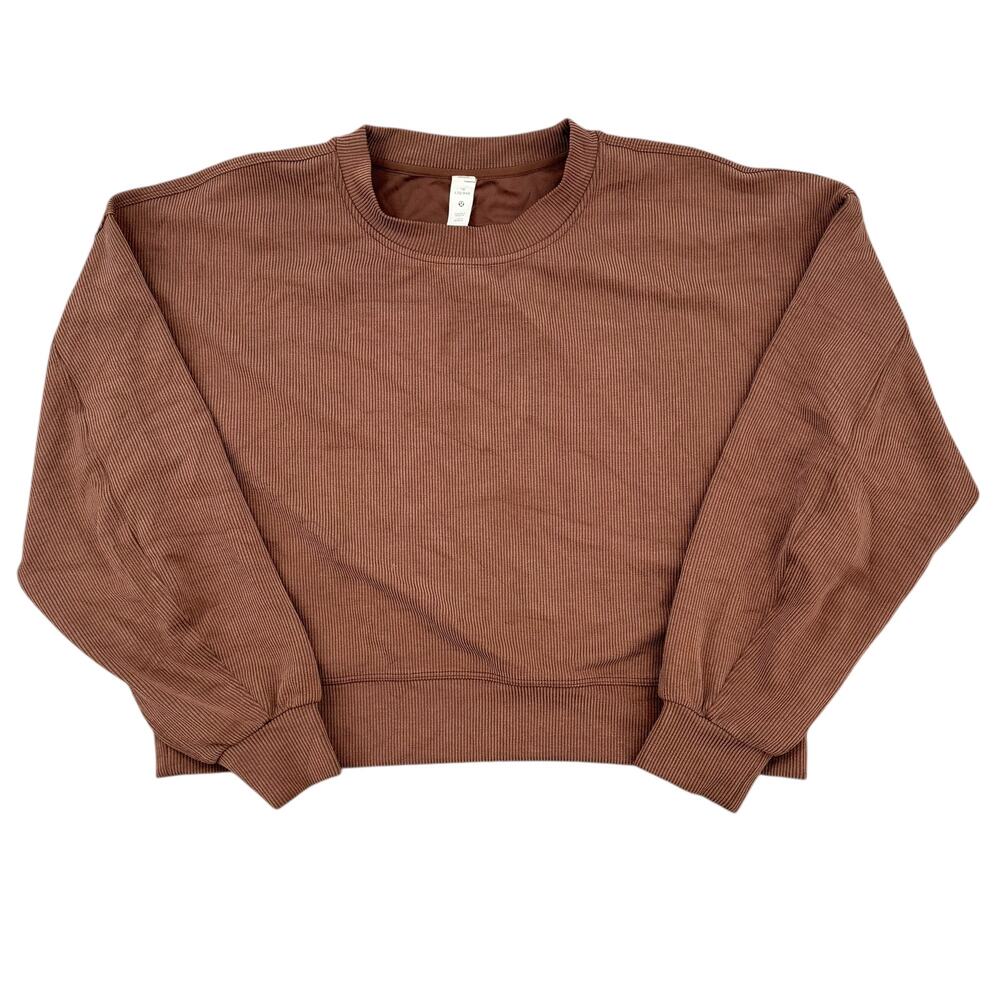 Lululemon Women's Softstreme Oversized Java Ribbed Crewneck Y2K Cozy Size 10